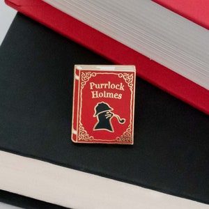 Purrlock Holmes Enamel Pin | Sherlock Holmes Enamel Pin | Sherlock Gifts, Book Gifts, Gifts for Book Lovers, Book Enamel Pin, Cat Enamel Pin