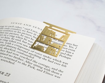 Bookshelf Metal Bookmark | Bookmark for Book Lovers, Book-themed Bookmark, Gifts for Book Lovers, Book Lover Gifts