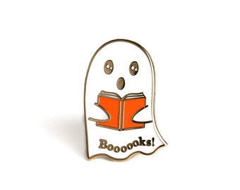 Booooks Enamel Pin | Ghost Enamel Pin | Ghost Books Enamel Pin | Halloween Books Pin | Bookish Halloween Pin | Spooky Books Pin