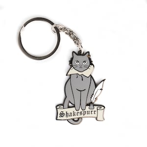 Shakespurr Keychain | Shakespeare Keychain | Book Gifts, Literary Gifts, Gifts for Book Lovers, Author Keychain, Book Keychain
