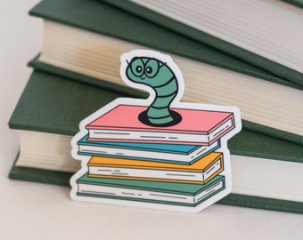 Bookworm Sticker | Vinyl Decal | Vinyl Sticker | Water Bottle Sticker | Laptop Sticker