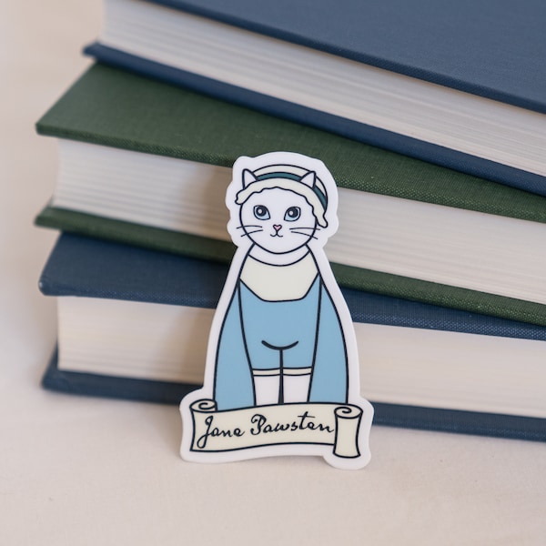Jane Pawsten Sticker | Jane Austen Sticker | Vinyl Decal | Vinyl Sticker | Water Bottle Sticker | Laptop Sticker | Laptop Decal