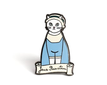 Jane Pawsten Enamel Pin | Jane Austen Enamel Pin | Book Gifts, Literary Gifts, Gifts for Book Lovers, Author Enamel Pin, Book Enamel Pin