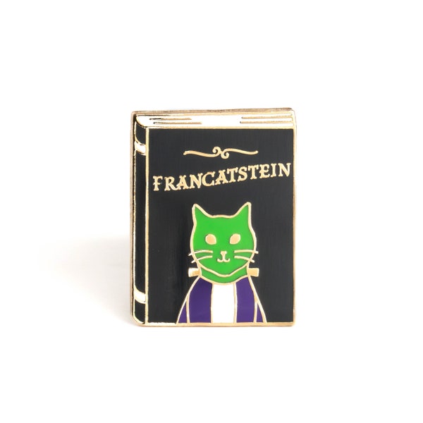 Francatstein Enamel Pin | Frankenstein Enamel Pin | Frankenstein Gifts, Book Gifts, Gifts for Book Lovers, Book Enamel Pin, Cat Enamel Pin