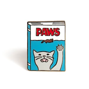 Paws Enamel Pin | Jaws Enamel Pin | Jaws Gifts, Book Gifts, Gifts for Book Lovers, Book Enamel Pin, Cat Enamel Pin