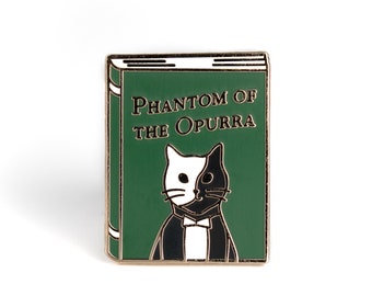 Phantom of the Opurra Enamel Pin | Phantom of the Opera Enamel Pin | Cat Book Enamel Pin, Book Gifts, Gifts for Book Lovers, Book Enamel Pin