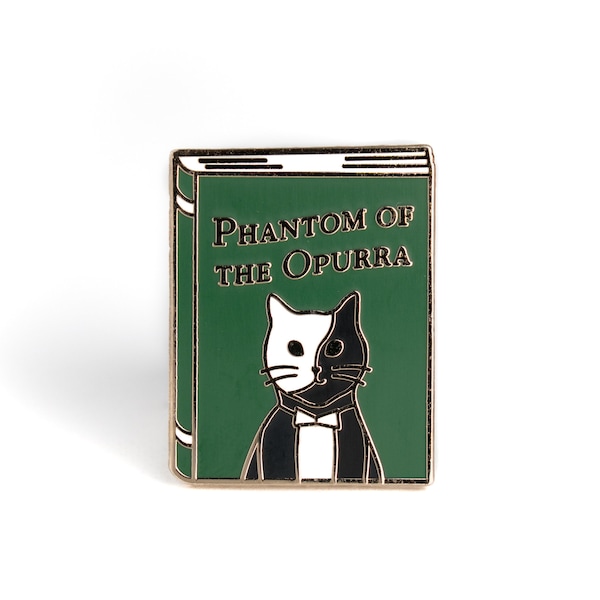 Phantom of the Opurra Enamel Pin | Phantom of the Opera Enamel Pin | Cat Book Enamel Pin, Book Gifts, Gifts for Book Lovers, Book Enamel Pin