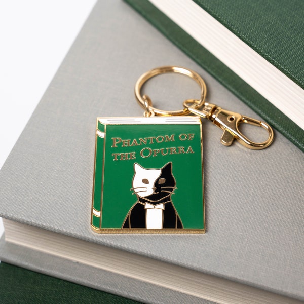 Phantom of the Opurra Keychain | Phantom of the Opera Keychain | Cat Book Keychain, Book Gifts, Gifts for Book Lovers, Book Keychain