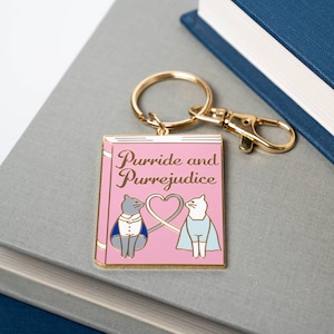Purride and Purrejudice Keychain | Pride and Prejudice Keychain | Jane Austen Gifts, Book Gifts, Gifts for Book Lovers, Book Keychain