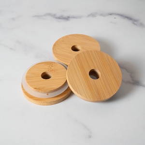 Bamboo Lid | Bamboo Lids for 16 oz. and 20 oz. Cups | Bamboo Lid for Glass Cans