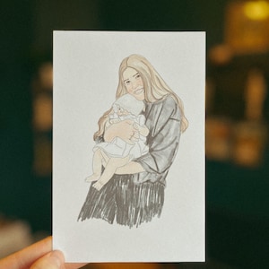 Op maat gemaakt schilderij van foto, *geen achtergrond*, aquarel, tekening van foto, geïllustreerd portret, gezichtsloze portretafdruk