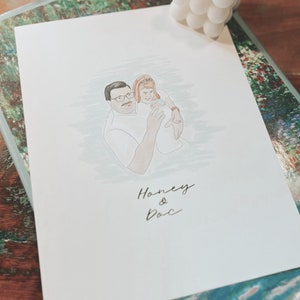 Custom painting from photo with background, Watercolor, Drawing from photo, illustrated portrait, faceless portrait print