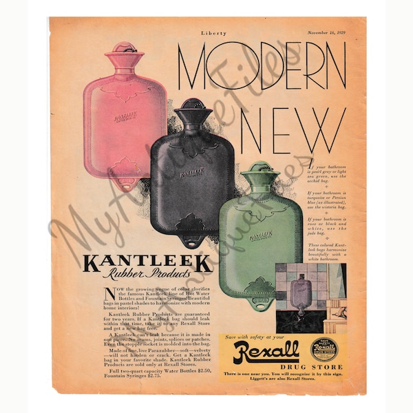 1929 Vintage LIBERTY Magazine KANTLEEK Douche, Enema bag Wall Art Digital Download - Printable  Framed Art/Art Decor high quality CMYK 8x10