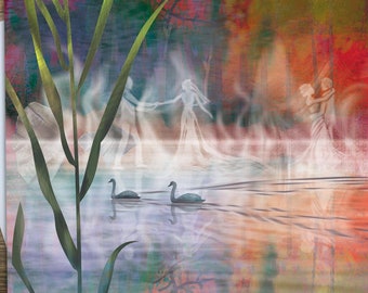 Swan Lake Art Card: Romantic Mist Dancers - Supports Mental Health