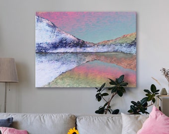 Canvas art print, archival wall art, stretched canvas print, abstract landscape, contemporary mountain scene, giclée, nature art, wall decor