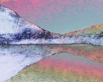 Icy Mountain Art Print: Impressionist Nature Painting, Frame-Ready