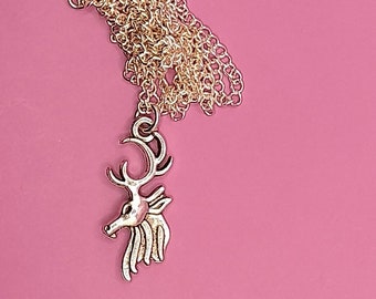 Silver stag necklace, Christmas jewellery, Deer lover gift