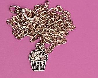 Silver cupcake necklace, Funky food jewellery, Food lover gift