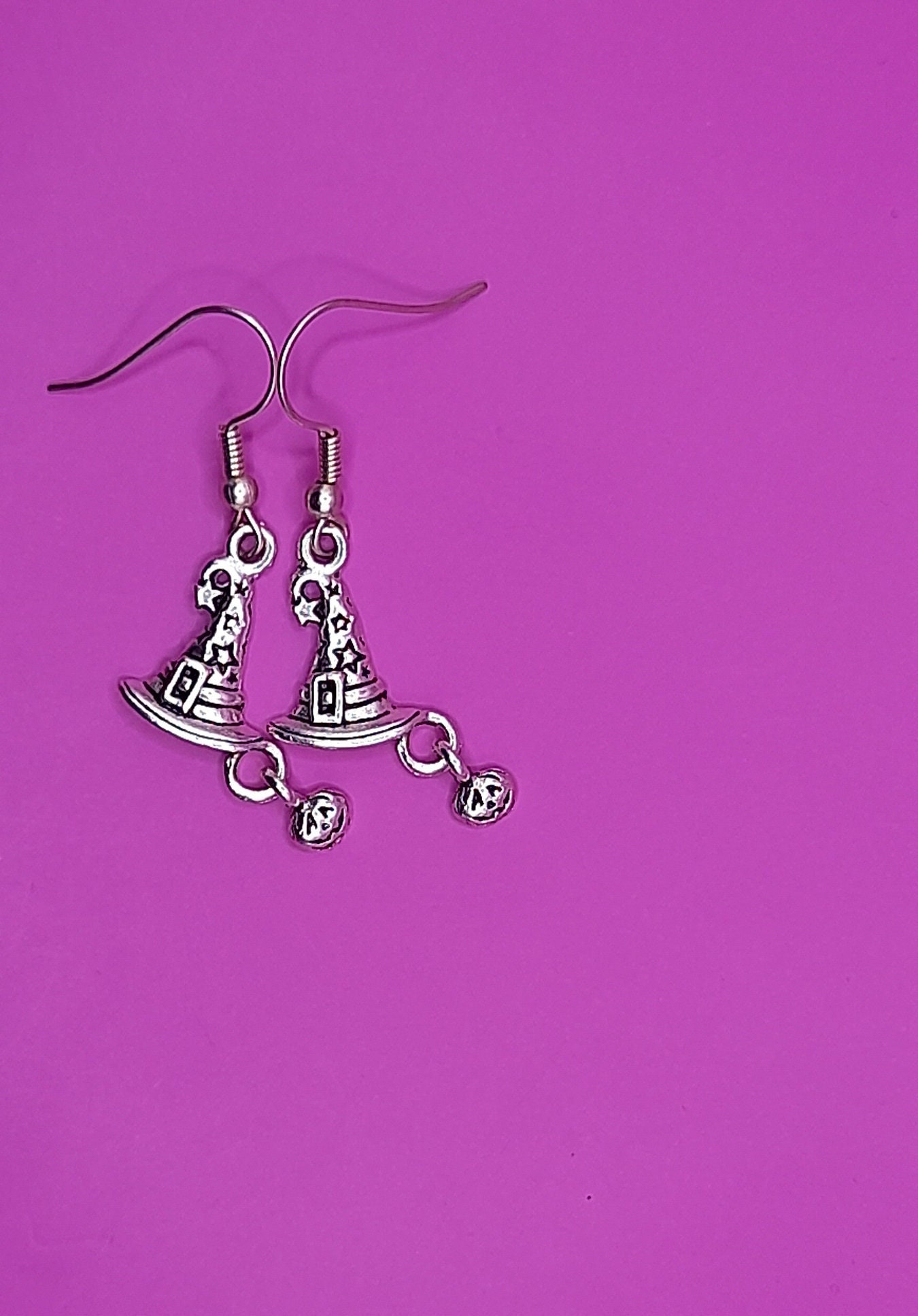 Boucles D'oreilles Pendantes Sorcière Halloween - Style Gothique, Acrylique Léger, Apprêts Argent, Cadeau Fantaisie