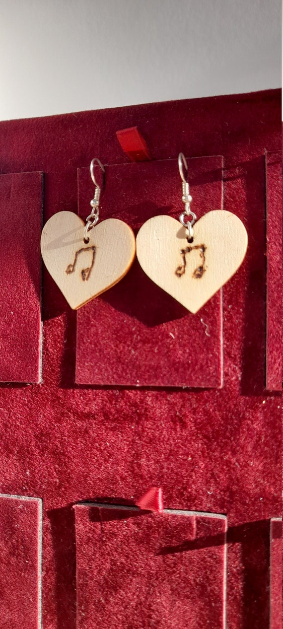 Music Notes Pyrography Earrings Wood Burnt Jewellery Music Etsy Australia