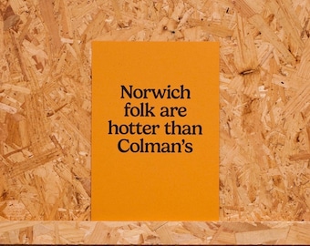 A4 Norwich Colmans Mustard Riso / Risograph Print on Recycled Card