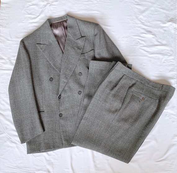 Suit, Double- breasted Jacket + Trousers, 1940s Vi