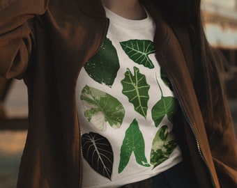 T-shirt style vintage Alocasia, amateur de plantes d'intérieur, tee-shirt botanique pouce vert, jardin intérieur nature, jungle urbaine sur le thème des plantes