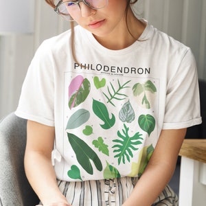 Philodendron Plant Chart ID T-Shirt, Houseplant lover, Green thumb Botanical tee, Nature Indoor garden, Plant themed Urban jungle