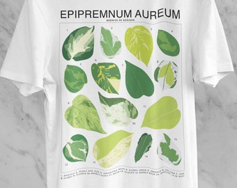 Epipremnum Varieties Plant ID Chart T-Shirt, Houseplant lover, Green thumb Botanical tee, Nature Indoor garden, Plant themed Urban jungle