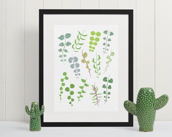 Types of String Plant Species Art Print, Houseplant Lover Artwork Wall Decor, Green thumb Botanical, Nature Indoor garden, urban jungle