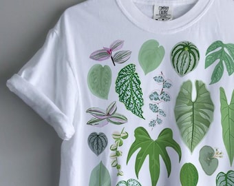 Silber Zimmerpflanze Comfort Colors® Baumwolle T-Shirt: Natur illustrierte Grafik Erwachsene unisex T-Shirt S-4XL Zimmerpflanze Gärtner Gewächshaus Aroid