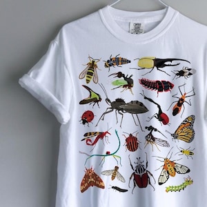 Insects Comfort Colors® Cotton T-Shirt: Nature illustrated graphic adult unisex tee S-4XL Entomology insect bug scientific black creepy
