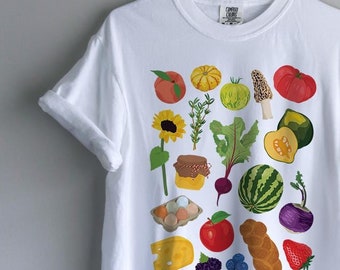 Farmers Market Shirt Comfort Colors Veggie Graphic Tee Cottagecore Clothes Botanical Food Gardener Gift
