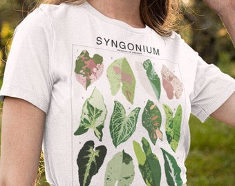 Syngonium Varieties ID Chart Taxonomy T-Shirt, Houseplant lover, Green thumb Botanical tee, Nature Indoor garden, Plant themed Urban jungle