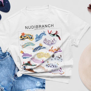 Nudibranch Sea Slug Species ID Chart T-Shirt, Ocean animal Marine life tee, Underwater Ocean lover Marine biology gift, Scuba diver reef image 7