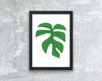 Rhaphidophora Tetrasperma Portrait Art Print | Houseplant Artwork Wall Decor | Tropical Plant Leaf | Botanical Nature Garden | Plant Lover