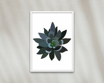 Echeveria Black Knight Portrait Art Print | Houseplant Artwork Wall Decor | Tropical Plant Leaf | Botanical Nature Garden | Plant Lover