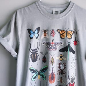 Insects Comfort Colors® Cotton T-Shirt: Nature illustrated graphic adult unisex tee S-4XL Entomology insect bug scientific