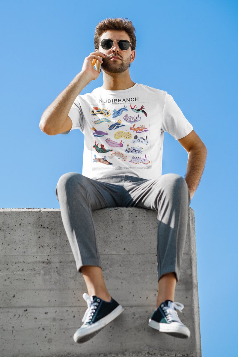 Nudibranch Sea Slug Species ID Chart T-Shirt, Ocean animal Marine life tee, Underwater Ocean lover Marine biology gift, Scuba diver reef image 2