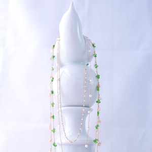 14k Gold Chain Necklace w/ Japanese Akoya Pearls / Saltwater Keshi Pearls & Antique Italian Beads