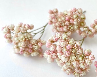 Ramas secas de flores de Ozothamnus rosadas: flores de arroz naturales para resina, manualidades y decoración.
