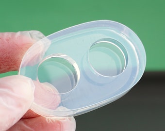 Moule en silicone transparent pour deux cercles plats : bijoux en résine, boucles d'oreilles, travaux manuels (16 mm, 5 mm d'épaisseur)