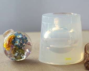30mm Clear silicone sphere mold for resin casting. Larger and deeper filling hole