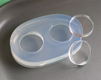 Moule en silicone transparent pour deux cercles plats de 20 mm pour bijoux en résine, boucles d'oreilles, travaux manuels.