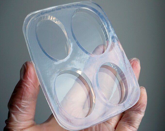 Transparent Silicone Mold for 4 Flat Ovals. Clear Mold for Mixed Size ...