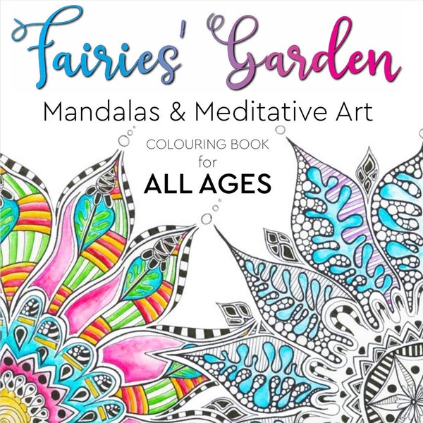 Printable Adult Colouring Book | Instant download | Digital coloring pages | Mandala colouring book | Hand drawn meditative art | Zenart