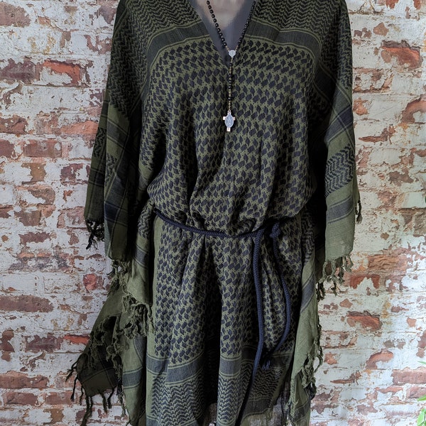 NiCi COUTURE Pali dress cotton IBIZA tunic dress boho fringes tunic olive - black boho dress Robe slowfashion