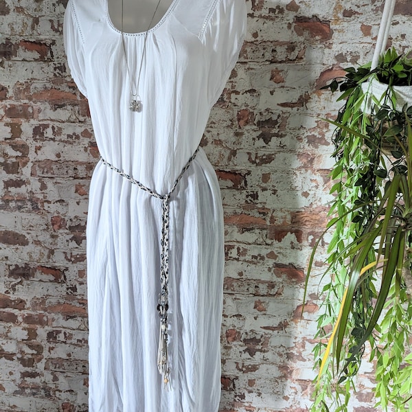 NiCi Couture blouse dress S/meter cotton tunic boho dress ethnic robe white kaftan dress long blouse sari tunic dress robe