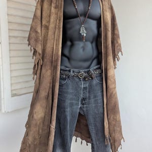 NiCi Couture MEN Pali Kimono IBIZA Kaftan batik braun - beige Poncho boho Mantel gipsy Cardigan Herren Robe Festival Trenchcoat Coat Jacke
