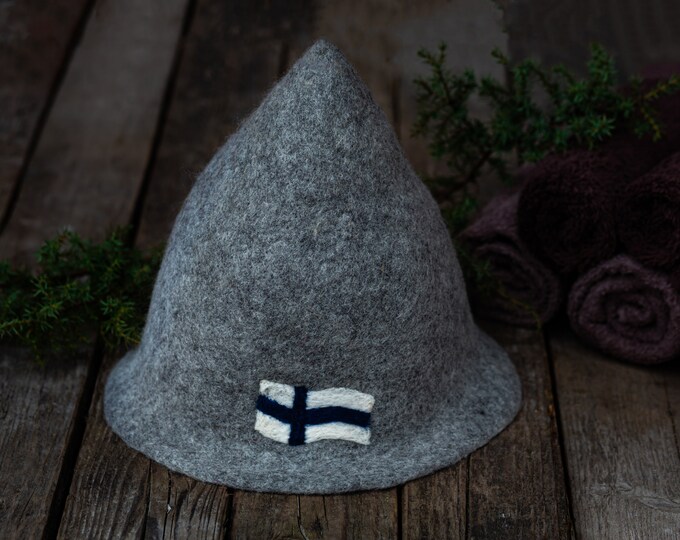 100 Handmade. Special for Finland Sauna Lovers. Natural Wool Sauna Hat